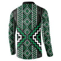 Jade Tukutuku Pattern Aotearoa Button Sweatshirt Niho Taniwha and Puhoro Motifs