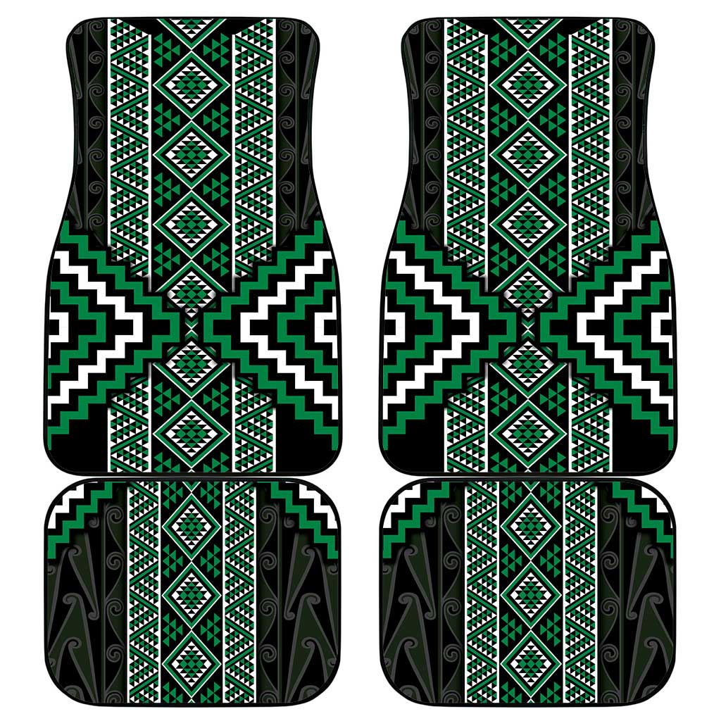 Jade Tukutuku Pattern Aotearoa Car Mats Niho Taniwha and Puhoro Motifs