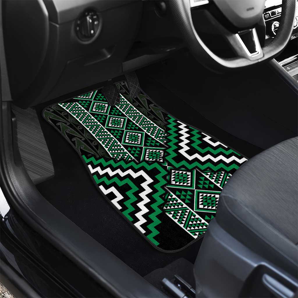 Jade Tukutuku Pattern Aotearoa Car Mats Niho Taniwha and Puhoro Motifs