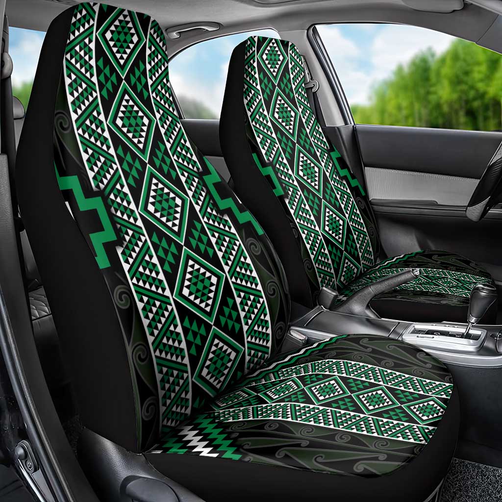 Jade Tukutuku Pattern Aotearoa Car Seat Cover Niho Taniwha and Puhoro Motifs LT7 - Polynesian Pride