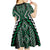 Jade Tukutuku Pattern Aotearoa Kid Short Sleeve Dress Niho Taniwha and Puhoro Motifs