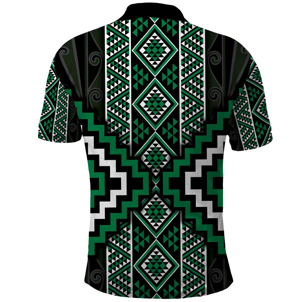Jade Tukutuku Pattern Aotearoa Polo Shirt Niho Taniwha and Puhoro Motifs