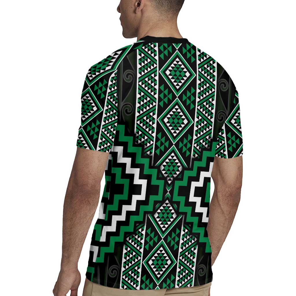 Jade Tukutuku Pattern Aotearoa Rugby Jersey Niho Taniwha and Puhoro Motifs