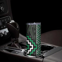 Jade Tukutuku Pattern Aotearoa Skinny Tumbler Niho Taniwha and Puhoro Motifs