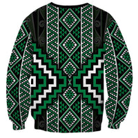 Jade Tukutuku Pattern Aotearoa Sweatshirt Niho Taniwha and Puhoro Motifs