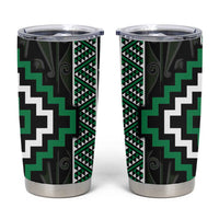 Jade Tukutuku Pattern Aotearoa Tumbler Cup Niho Taniwha and Puhoro Motifs
