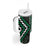 Jade Tukutuku Pattern Aotearoa Tumbler With Handle Niho Taniwha and Puhoro Motifs
