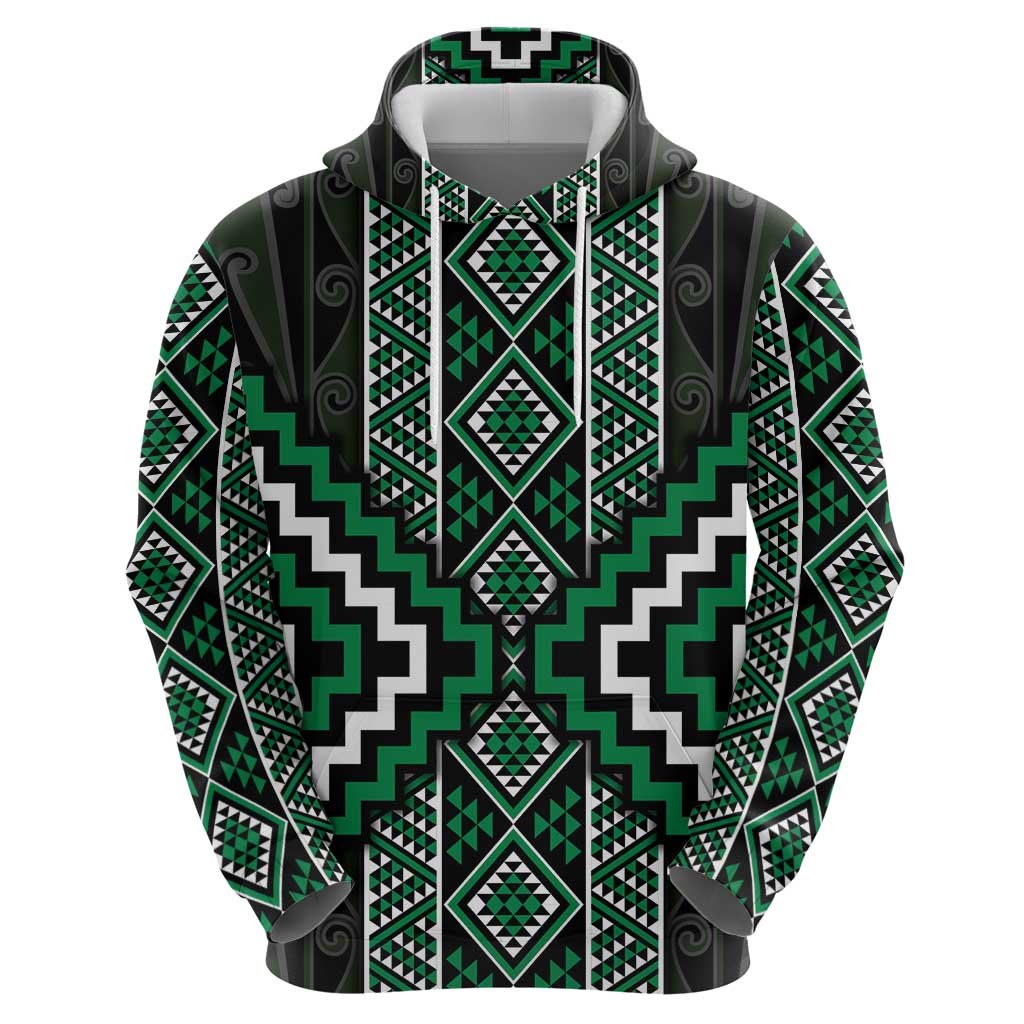 Jade Tukutuku Pattern Aotearoa Zip Hoodie Niho Taniwha and Puhoro Motifs LT7 - Polynesian Pride