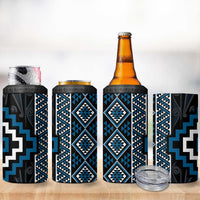 Azure Tukutuku Pattern Aotearoa 4 in 1 Can Cooler Tumbler Niho Taniwha and Puhoro Motifs