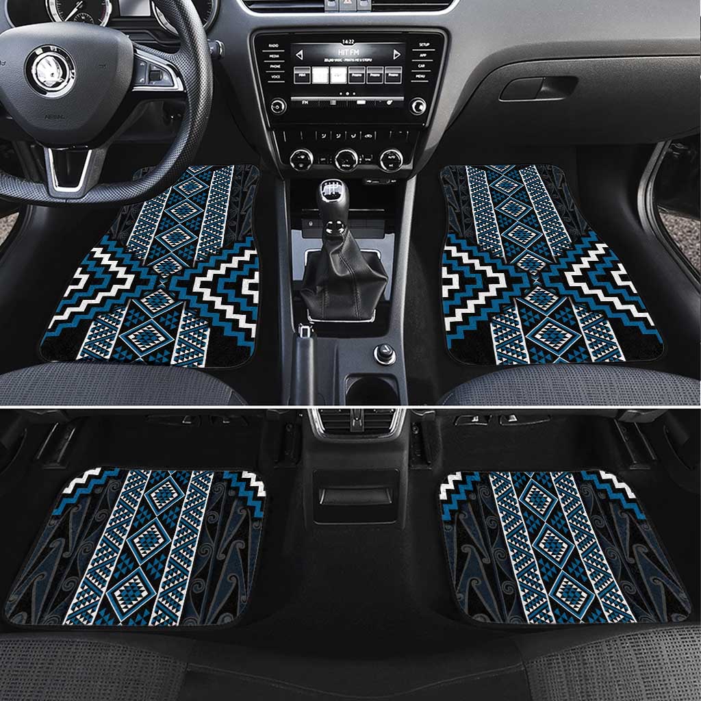 Azure Tukutuku Pattern Aotearoa Car Mats Niho Taniwha and Puhoro Motifs