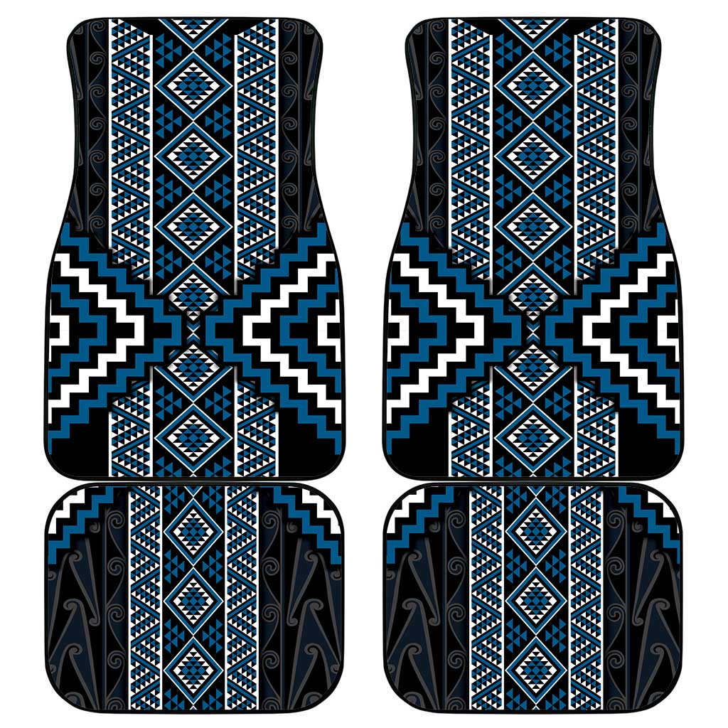 Azure Tukutuku Pattern Aotearoa Car Mats Niho Taniwha and Puhoro Motifs
