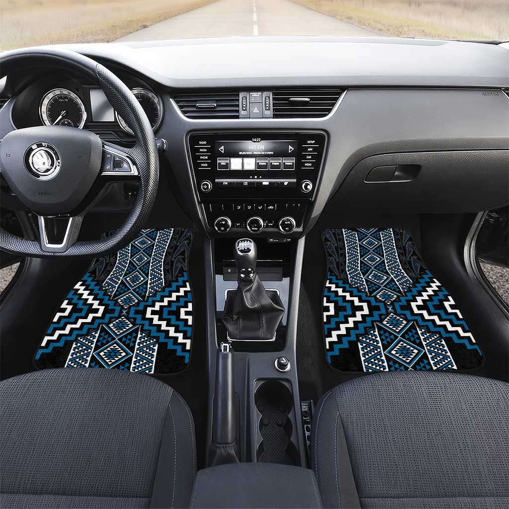 Azure Tukutuku Pattern Aotearoa Car Mats Niho Taniwha and Puhoro Motifs