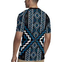Azure Tukutuku Pattern Aotearoa Rugby Jersey Niho Taniwha and Puhoro Motifs