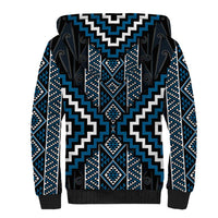 Azure Tukutuku Pattern Aotearoa Sherpa Hoodie Niho Taniwha and Puhoro Motifs LT7 - Polynesian Pride
