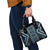 Azure Tukutuku Pattern Aotearoa Shoulder Handbag Niho Taniwha and Puhoro Motifs