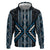 Azure Tukutuku Pattern Aotearoa Zip Hoodie Niho Taniwha and Puhoro Motifs