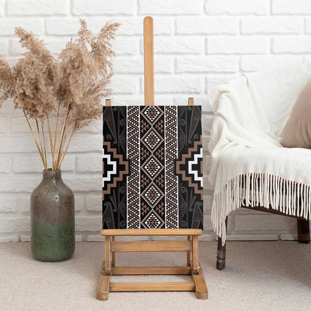 Classic Tukutuku Pattern Aotearoa Canvas Wall Art Niho Taniwha and Puhoro Motifs