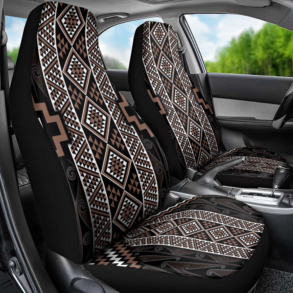 Classic Tukutuku Pattern Aotearoa Car Seat Cover Niho Taniwha and Puhoro Motifs LT7 - Polynesian Pride