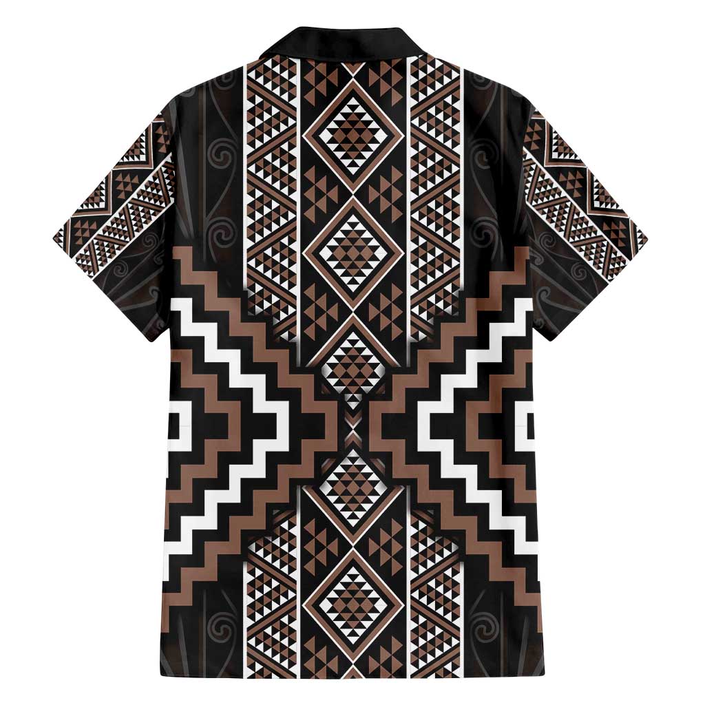 Classic Tukutuku Pattern Aotearoa Family Matching Off Shoulder Short Dress and Hawaiian Shirt Niho Taniwha and Puhoro Motifs LT7 - Polynesian Pride