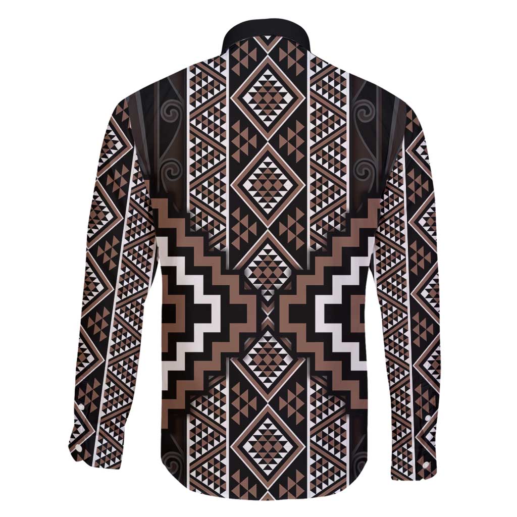 Classic Tukutuku Pattern Aotearoa Family Matching Off Shoulder Short Dress and Hawaiian Shirt Niho Taniwha and Puhoro Motifs LT7 - Polynesian Pride