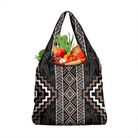 Classic Tukutuku Pattern Aotearoa Grocery Bag Niho Taniwha and Puhoro Motifs