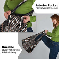 Classic Tukutuku Pattern Aotearoa Grocery Bag Niho Taniwha and Puhoro Motifs