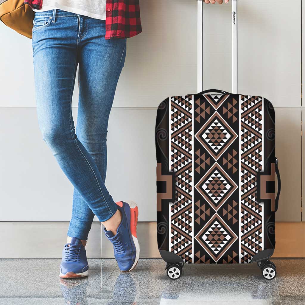 Classic Tukutuku Pattern Aotearoa Luggage Cover Niho Taniwha and Puhoro Motifs LT7 - Polynesian Pride