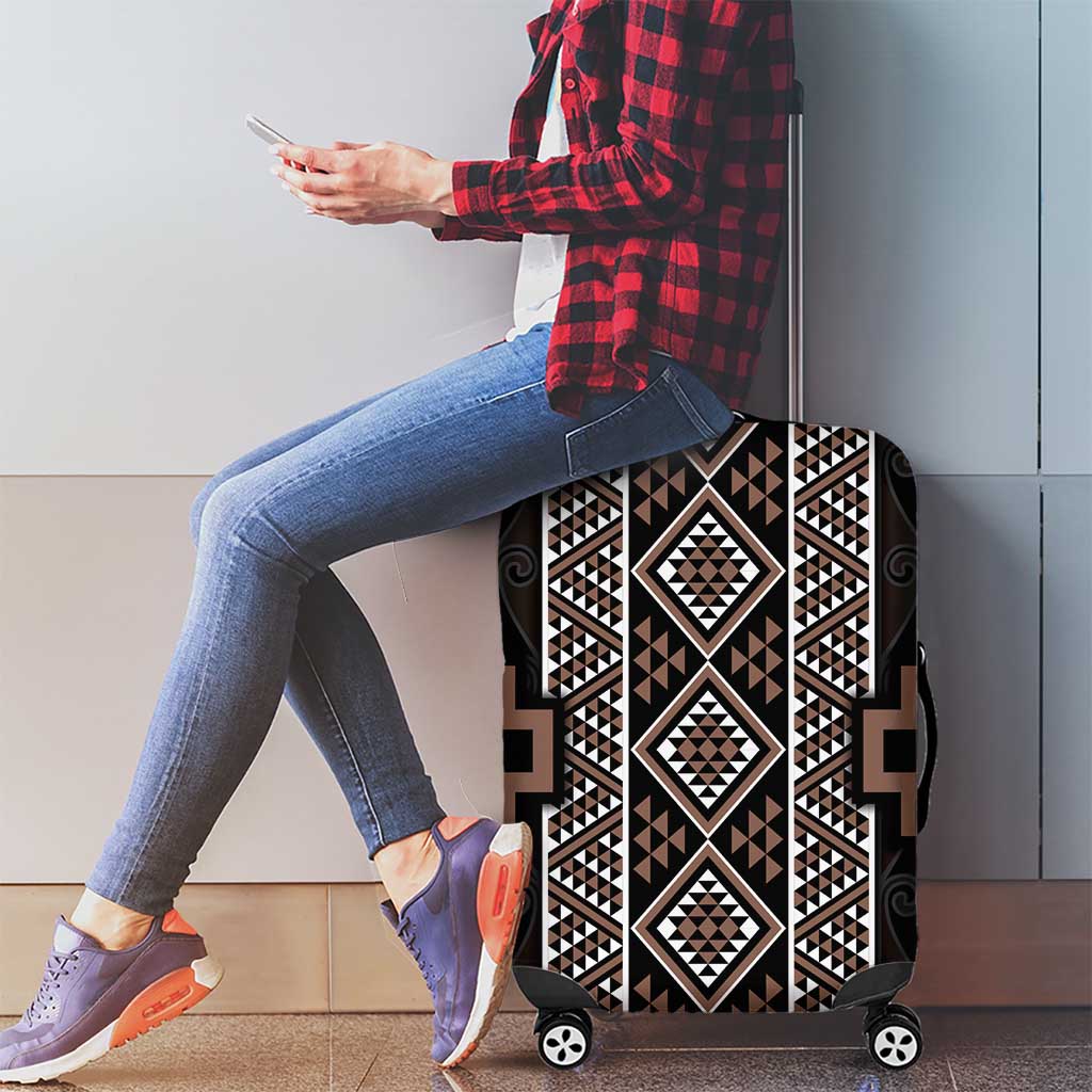 Classic Tukutuku Pattern Aotearoa Luggage Cover Niho Taniwha and Puhoro Motifs LT7 - Polynesian Pride