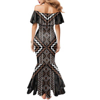 Classic Tukutuku Pattern Aotearoa Mermaid Dress Niho Taniwha and Puhoro Motifs LT7 - Polynesian Pride