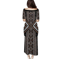 Classic Tukutuku Pattern Aotearoa Puletasi Niho Taniwha and Puhoro Motifs