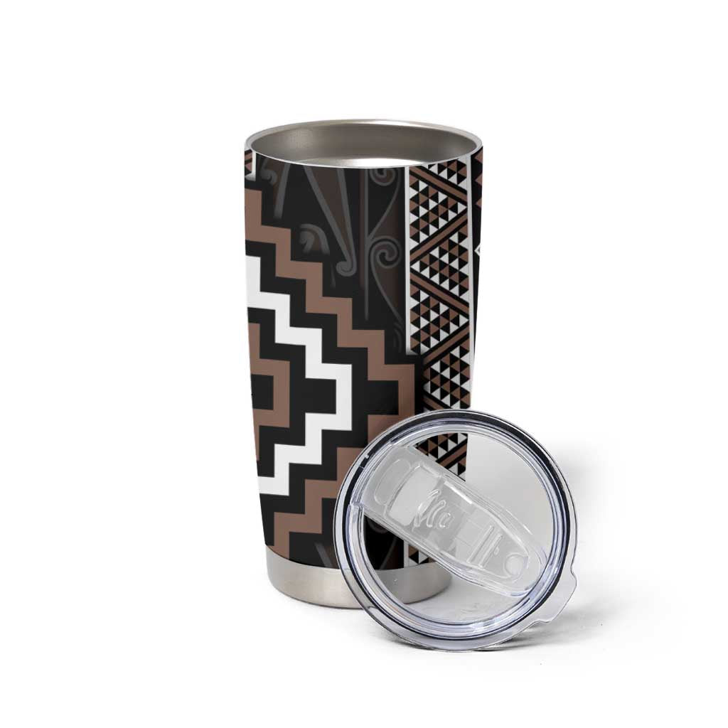 Classic Tukutuku Pattern Aotearoa Tumbler Cup Niho Taniwha and Puhoro Motifs