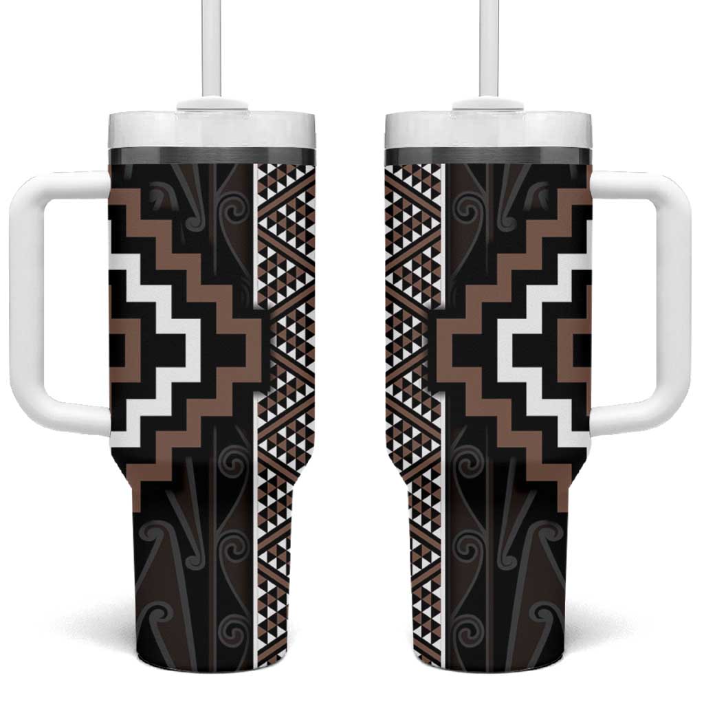 Classic Tukutuku Pattern Aotearoa Tumbler With Handle Niho Taniwha and Puhoro Motifs