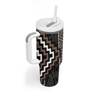 Classic Tukutuku Pattern Aotearoa Tumbler With Handle Niho Taniwha and Puhoro Motifs