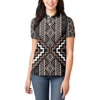 Classic Tukutuku Pattern Aotearoa Women Polo Shirt Niho Taniwha and Puhoro Motifs