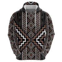 Classic Tukutuku Pattern Aotearoa Zip Hoodie Niho Taniwha and Puhoro Motifs LT7 - Polynesian Pride