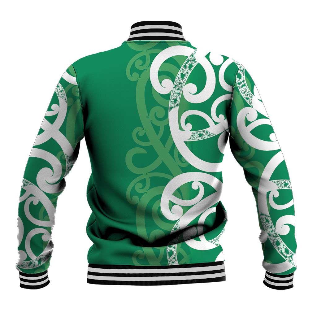 Pounamu Green Maori Baseball Jacket Koru Kowhaiwhai - Polynesian Pride