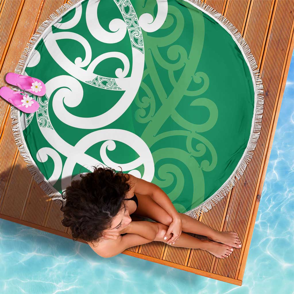 Pounamu Green Maori Beach Blanket Koru Kowhaiwhai - Polynesian Pride