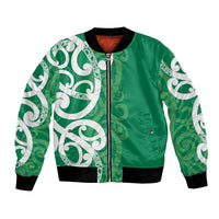 Pounamu Green Maori Bomber Jacket Koru Kowhaiwhai - Polynesian Pride
