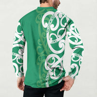 Pounamu Green Maori Button Sweatshirt Koru Kowhaiwhai - Polynesian Pride