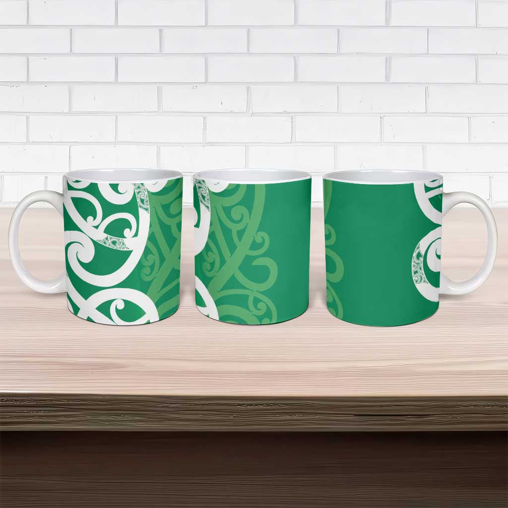 Pounamu Green Maori Ceramic Mug Koru Kowhaiwhai - Polynesian Pride