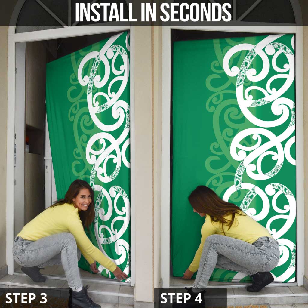 Pounamu Green Maori Door Cover Koru Kowhaiwhai - Polynesian Pride