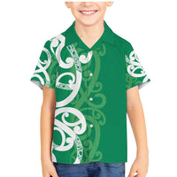 Pounamu Green Maori Family Matching Mermaid Dress and Hawaiian Shirt Koru Kowhaiwhai LT7 Son's Shirt Green - Polynesian Pride