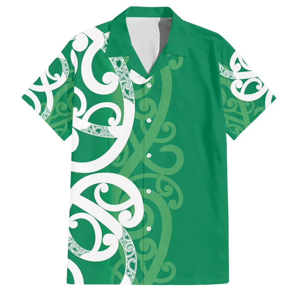Pounamu Green Maori Family Matching Puletasi and Hawaiian Shirt Koru Kowhaiwhai LT7 Dad's Shirt - Short Sleeve Green - Polynesian Pride