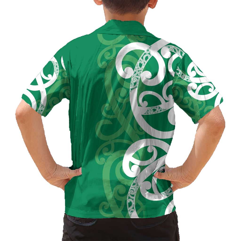 Pounamu Green Maori Family Matching Summer Maxi Dress and Hawaiian Shirt Koru Kowhaiwhai LT7 - Polynesian Pride