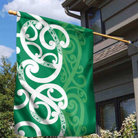 Pounamu Green Maori Garden Flag Koru Kowhaiwhai - Polynesian Pride