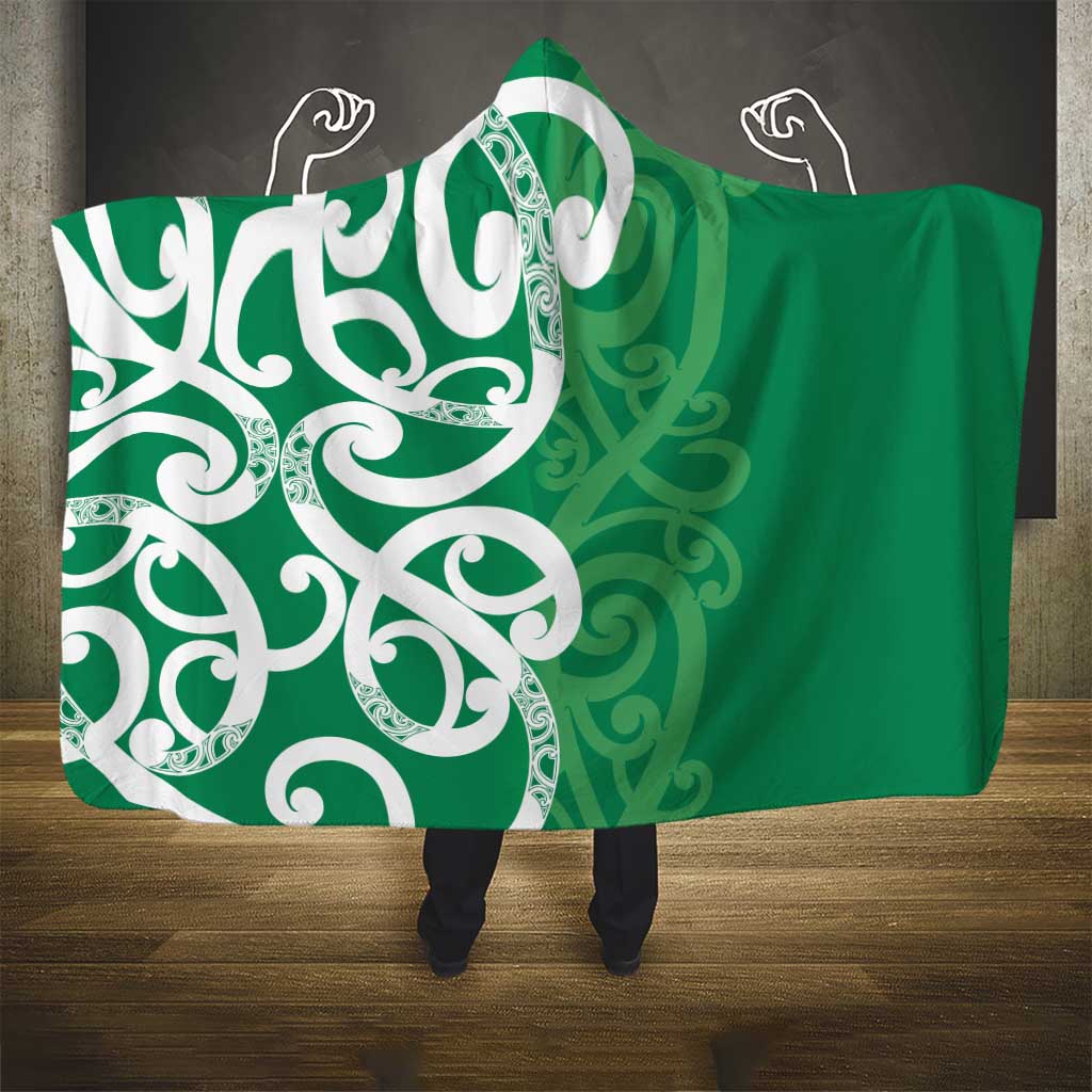 Pounamu Green Maori Hooded Blanket Koru Kowhaiwhai - Polynesian Pride