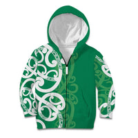 Pounamu Green Maori Kid Hoodie Koru Kowhaiwhai - Polynesian Pride