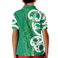 Pounamu Green Maori Kid Polo Shirt Koru Kowhaiwhai - Polynesian Pride