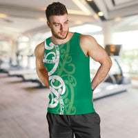 Pounamu Green Maori Men Tank Top Koru Kowhaiwhai - Polynesian Pride