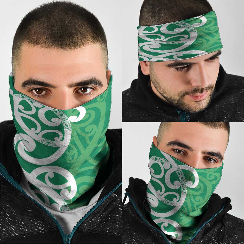 Pounamu Green Maori Neck Gaiter Koru Kowhaiwhai - Polynesian Pride